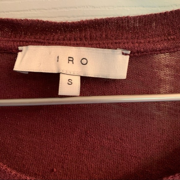 IRO REVOLVE Cut out Clay Distressed Short Sleeve Tee Size Small‎ Burgundy - Picture 3 of 8